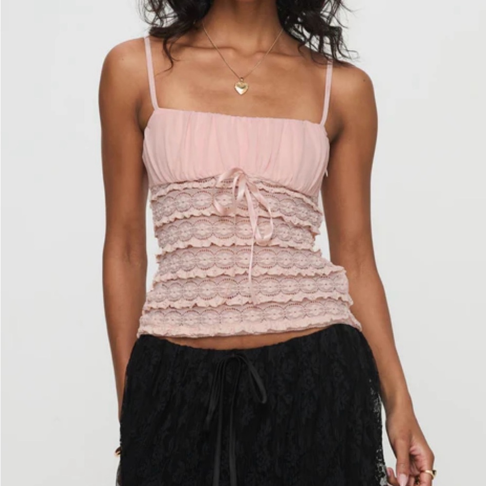 Princess Polly Blush Pink Lace Ruffle Camisole